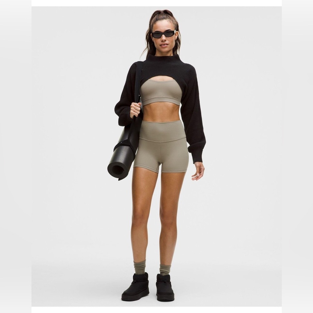 🫒 Lululemon Cotton-Blend Mockneck Knit Shrug Sz 4 Olive